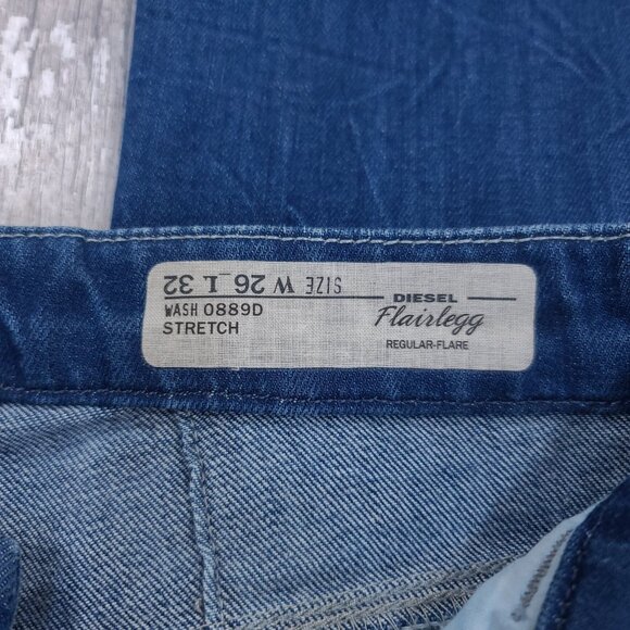 Diesel Jeans Womens 26x34 Flairlegg Mid Rise Wide Boot Flare Blue Denim Pants - Picture 8 of 10